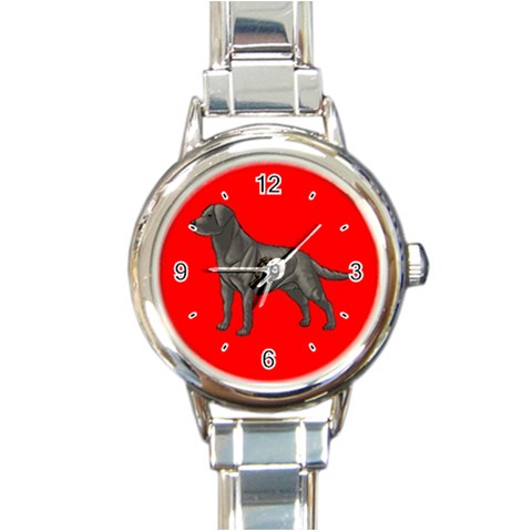 BR Black Labrador Retriever Dog Gifts Round Italian Charm Watch from ArtsNow.com Front