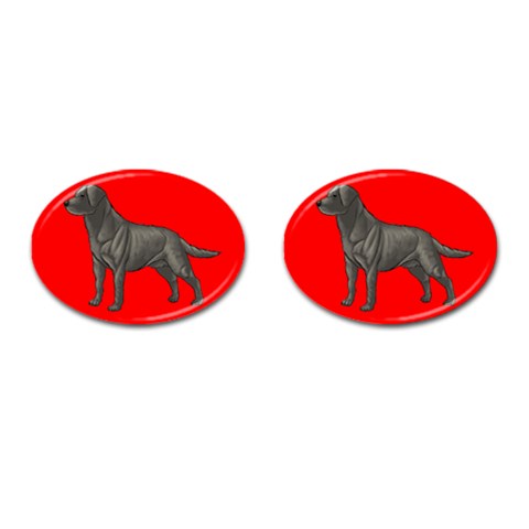 BR Black Labrador Retriever Dog Gifts Cufflinks (Oval) from ArtsNow.com Front(Pair)