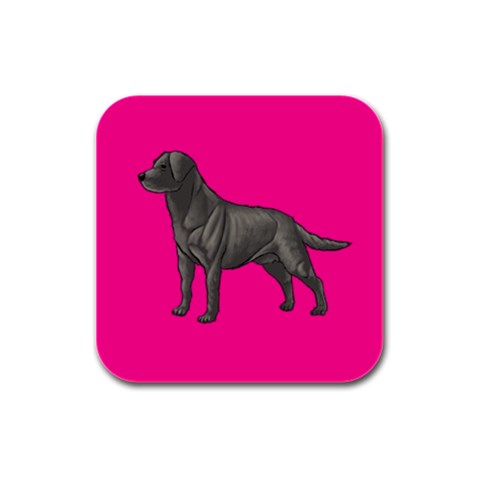 BP Black Labrador Retriever Dog Gifts Rubber Square Coaster (4 pack) from ArtsNow.com Front