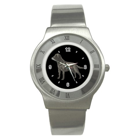 BB Black Labrador Retriever Dog Gifts Stainless Steel Watch from ArtsNow.com Front