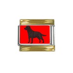 BR Chocolate Labrador Retriever Dog Gifts Gold Trim Italian Charm (9mm)