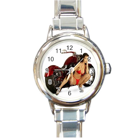 Red Hot Cruiser Round Italian Charm Watch from ArtsNow.com Front