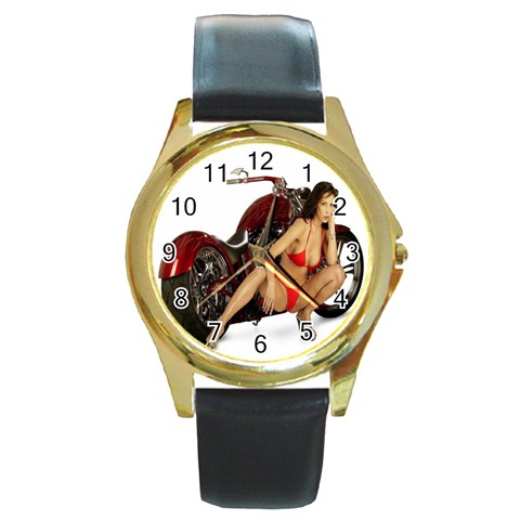 Red Hot Cruiser Round Gold Metal Watch from ArtsNow.com Front