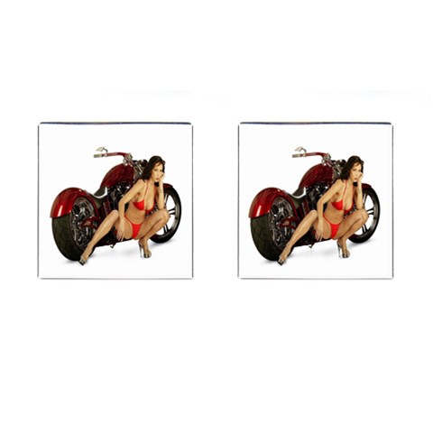 Red Hot Cruiser Cufflinks (Square) from ArtsNow.com Front(Pair)