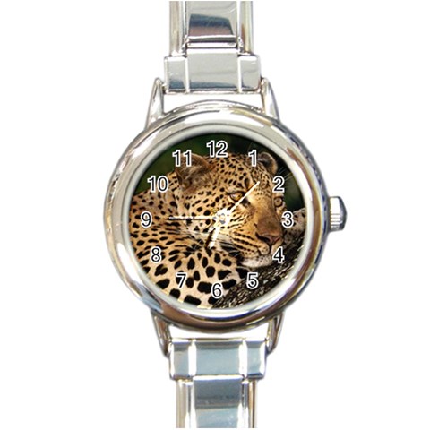 Male Leopard Round Italian Charm Watch from ArtsNow.com Front