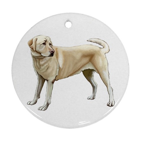 BW Yellow Labrador Retriever Dog Gifts Round Ornament (Two Sides) from ArtsNow.com Front