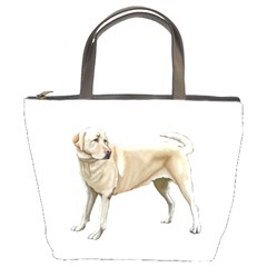 BW Yellow Labrador Retriever Dog Gifts Bucket Bag from ArtsNow.com Front