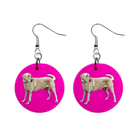 BP Yellow Labrador Retriever Dog Gifts 1  Button Earrings from ArtsNow.com Front