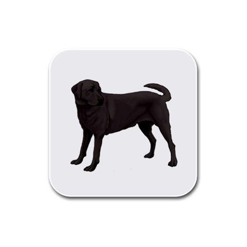 BW Black Labrador Retriever Dog Gifts Rubber Square Coaster (4 pack) from ArtsNow.com Front