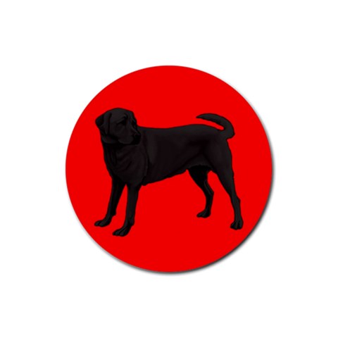 BR Black Labrador Retriever Dog Gifts Rubber Round Coaster (4 pack) from ArtsNow.com Front