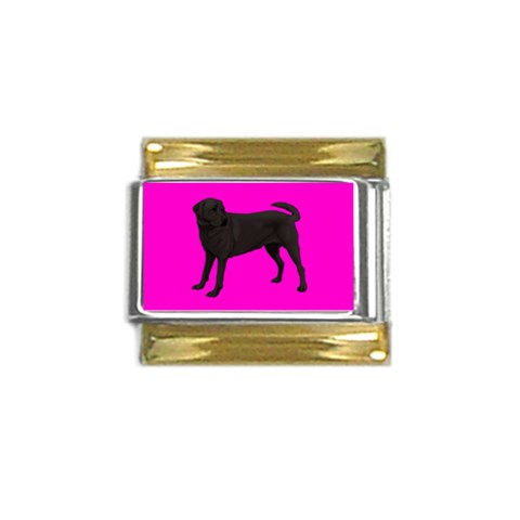 BP Black Labrador Retriever Dog Gifts Gold Trim Italian Charm (9mm) from ArtsNow.com Front
