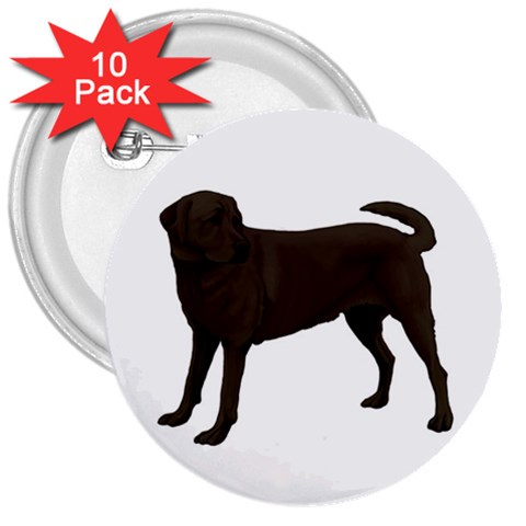 BW Chocolate Labrador Retriever Dog Gifts 3  Button (10 pack) from ArtsNow.com Front