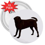 BW Chocolate Labrador Retriever Dog Gifts 3  Button (10 pack)