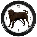 BW Chocolate Labrador Retriever Dog Gifts Wall Clock (Black)