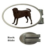 BW Chocolate Labrador Retriever Dog Gifts Money Clip (Oval)