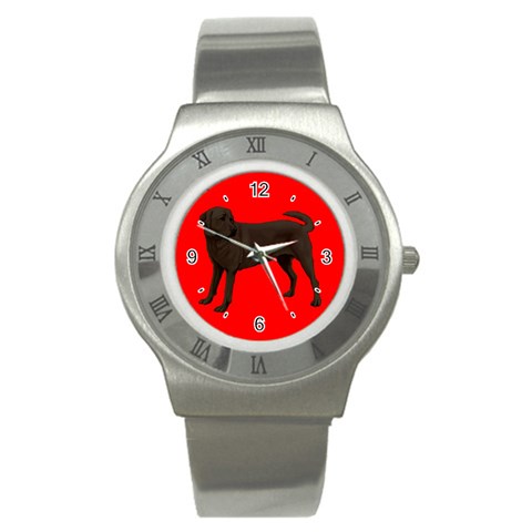 Chocolate Labrador Retriever Dog Gifts BR Stainless Steel Watch from ArtsNow.com Front