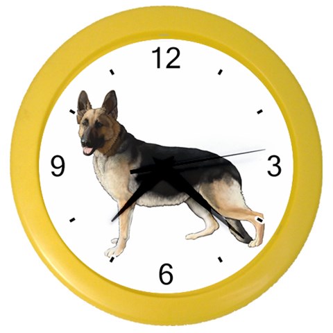 German Shepherd Alsatian Dog Gifts BW Color Wall Clock from ArtsNow.com Front