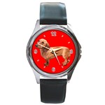 Dachshund Dog Gifts Red BR Round Metal Watch