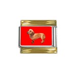 Dachshund Dog Gifts Red BR Gold Trim Italian Charm (9mm)