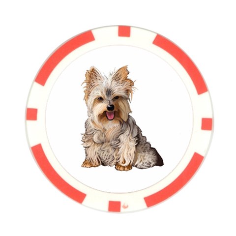 Yorkshire Terrier Yorkie Dog Gifts BW Poker Chip Card Guard from ArtsNow.com Front