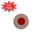 Red Center Doily 1  Mini Button (100 pack) 