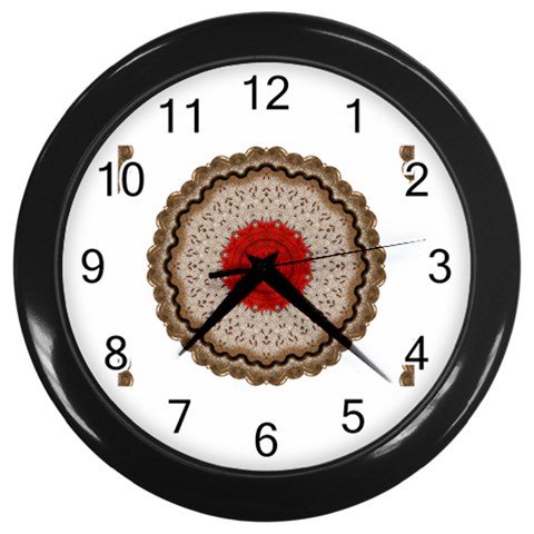 Red Center Doily Wall Clock (Black) from ArtsNow.com Front