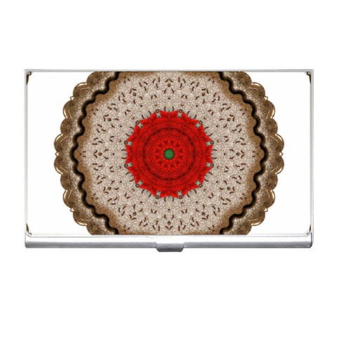 Red Center Doily Business Card Holder from ArtsNow.com Front