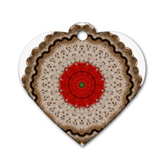 Red Center Doily Dog Tag Heart (Two Sides) from ArtsNow.com Front