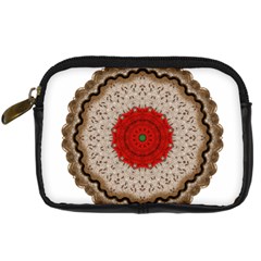 Red Center Doily Digital Camera Leather Case from ArtsNow.com Front