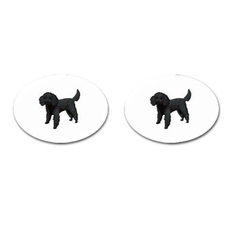 Black Poodle Dog Gifts BW Cufflinks (Oval) from ArtsNow.com Front(Pair)
