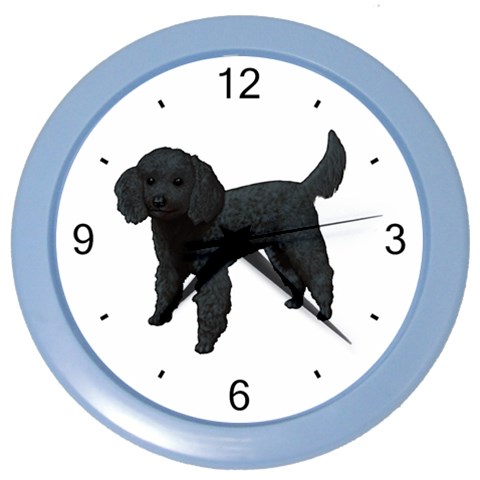 Black Poodle Dog Gifts BW Color Wall Clock from ArtsNow.com Front
