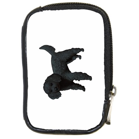 Black Poodle Dog Gifts BW Compact Camera Leather Case from ArtsNow.com Front