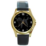 Black Poodle Dog Gifts BB Round Gold Metal Watch