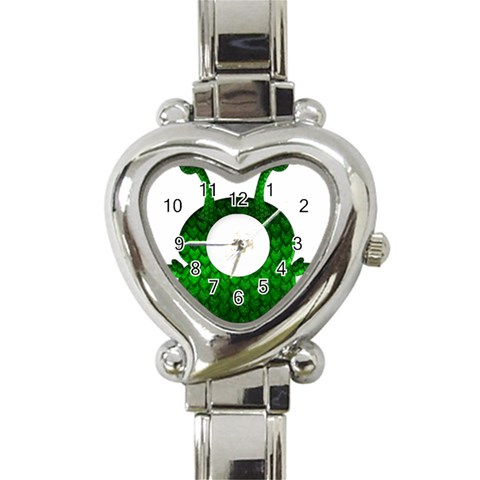 Green Love Alien Heart Italian Charm Watch from ArtsNow.com Front