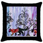 Hearts and Cats Throw Pillow Case (Black)