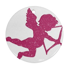 Pink Love Cupid Round Ornament (Two Sides) from ArtsNow.com Front