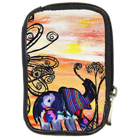 Indian Elephants Compact Camera Leather Case from ArtsNow.com Front
