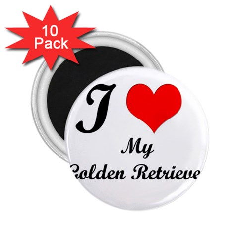 I Love My Golden Retriever 2.25  Magnet (10 pack) from ArtsNow.com Front