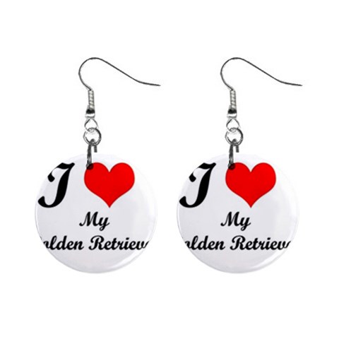 I Love My Golden Retriever 1  Button Earrings from ArtsNow.com Front