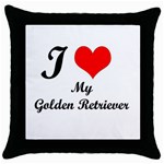 I Love My Golden Retriever Throw Pillow Case (Black)