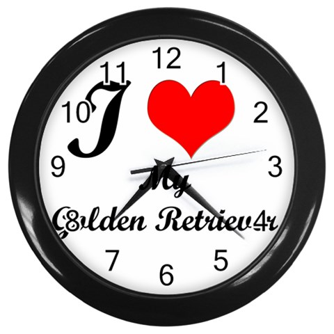 I Love My Golden Retriever Wall Clock (Black) from ArtsNow.com Front