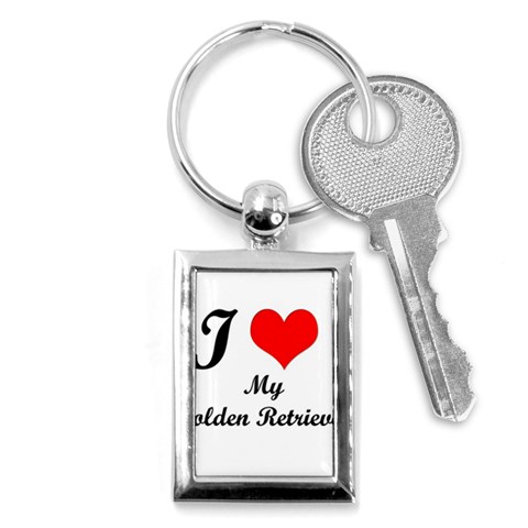 I Love My Golden Retriever Key Chain (Rectangle) from ArtsNow.com Front