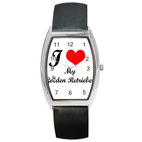 I Love My Golden Retriever Barrel Style Metal Watch from ArtsNow.com Front