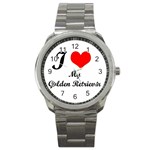 I Love My Golden Retriever Sport Metal Watch