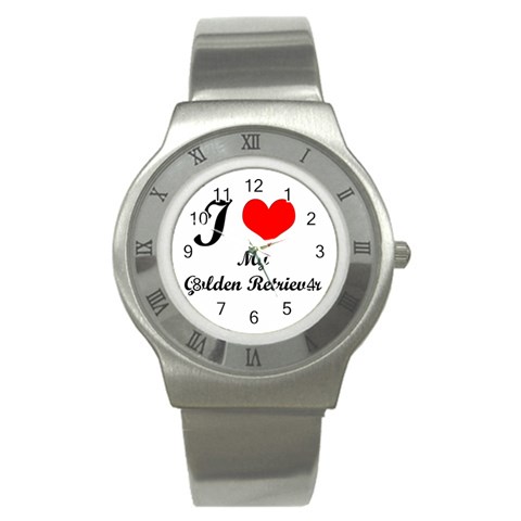 I Love My Golden Retriever Stainless Steel Watch from ArtsNow.com Front