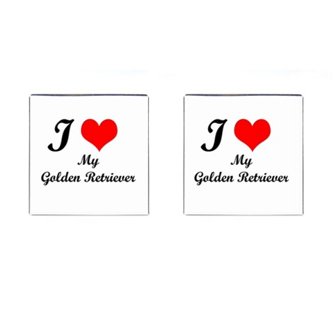 I Love My Golden Retriever Cufflinks (Square) from ArtsNow.com Front(Pair)