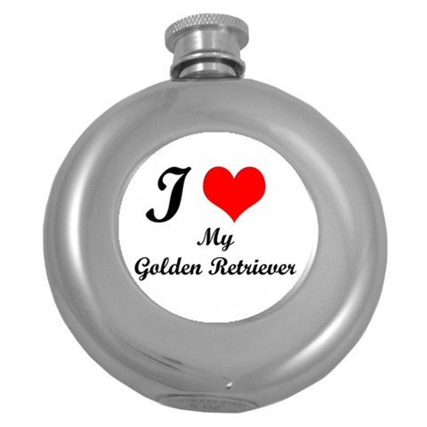 I Love My Golden Retriever Hip Flask (5 oz) from ArtsNow.com Front