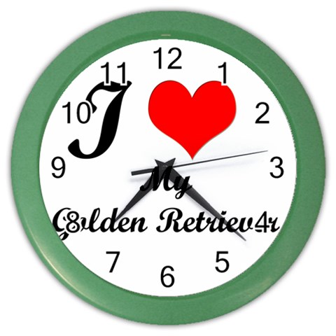 I Love My Golden Retriever Color Wall Clock from ArtsNow.com Front