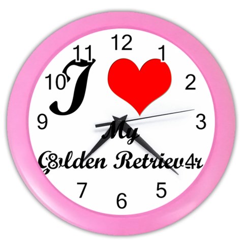I Love My Golden Retriever Color Wall Clock from ArtsNow.com Front