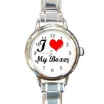 I Love My Boxer Round Italian Charm Watch